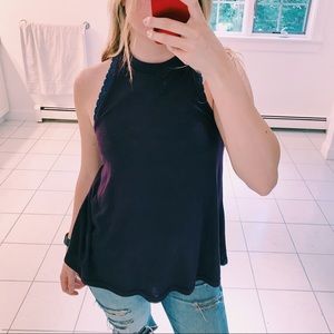 FREE PEOPLE HIGH NECK DARK PURPLE TANK